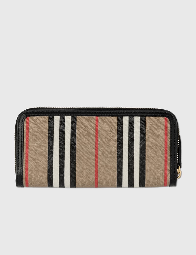 BURBERRY ICON STRIPE CANVAS ラウンドファスナー長財布 Burberry - Icon Stripe E-canvas and Leather Ziparound Wallet