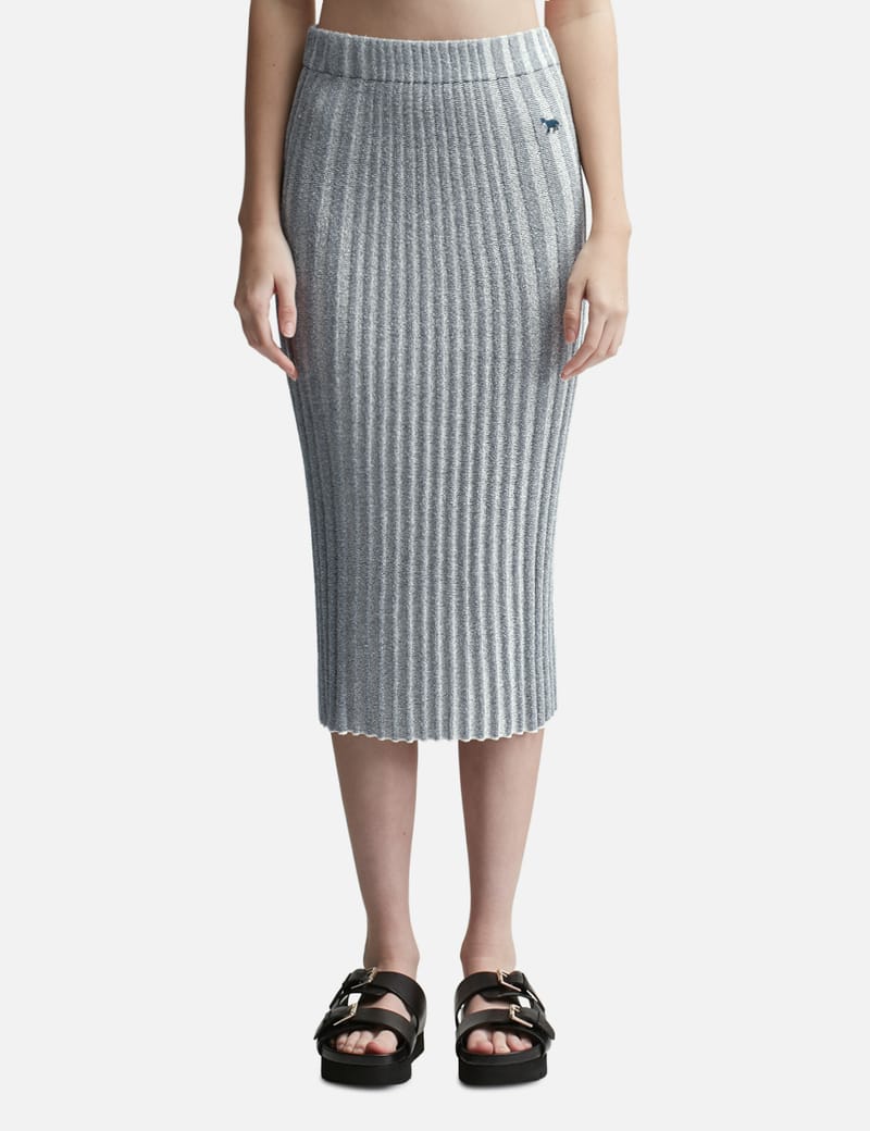 MAISON KITSUNE｜SKIRTS (BABY FOX PATCH RIBBED MIDI SKIRT Maison Kitsuné - BABY FOX PATCH RIBBED MIDI SKIRT | HBX