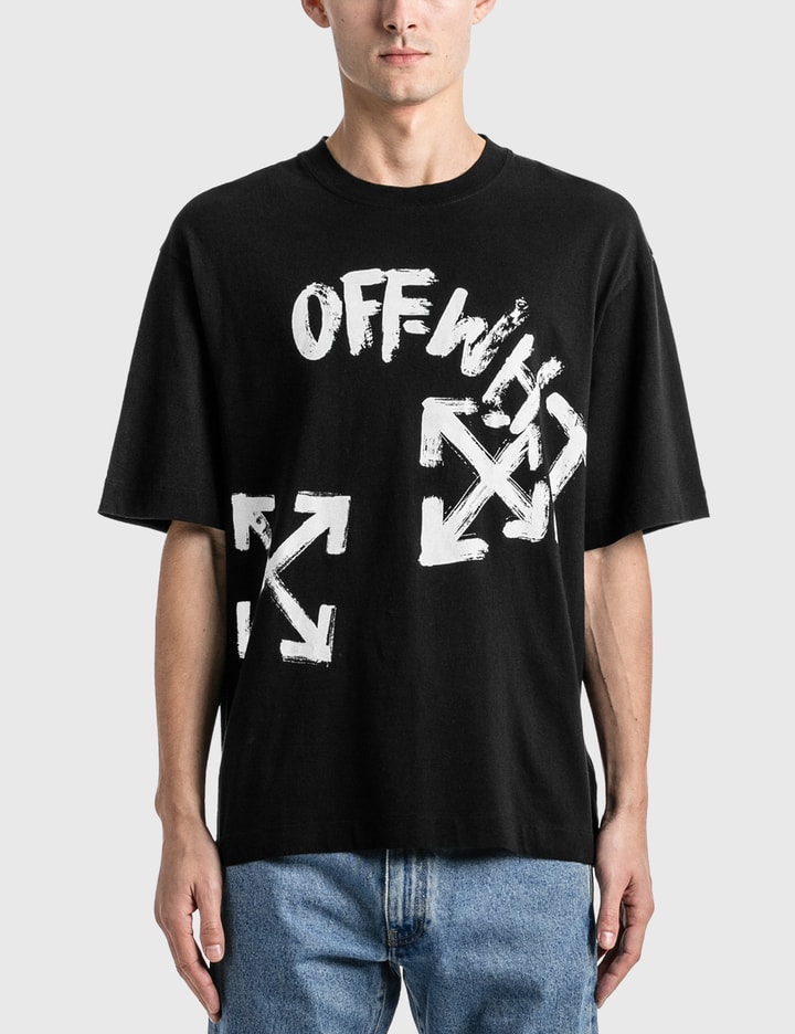 Offwhite Paint Script Over Skate Short Sleeve Tshirt In Black ModeSens