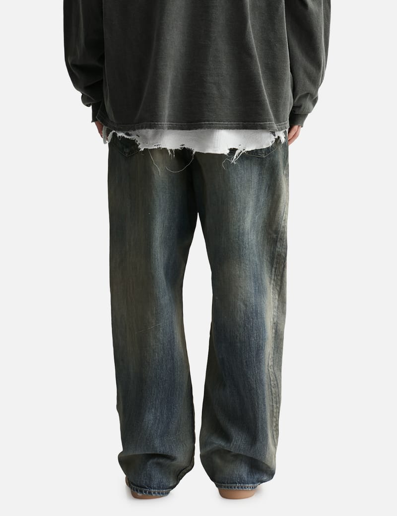 ANCELLM Aging Middle Straight 5P Denim Pants - Slim mid-rise