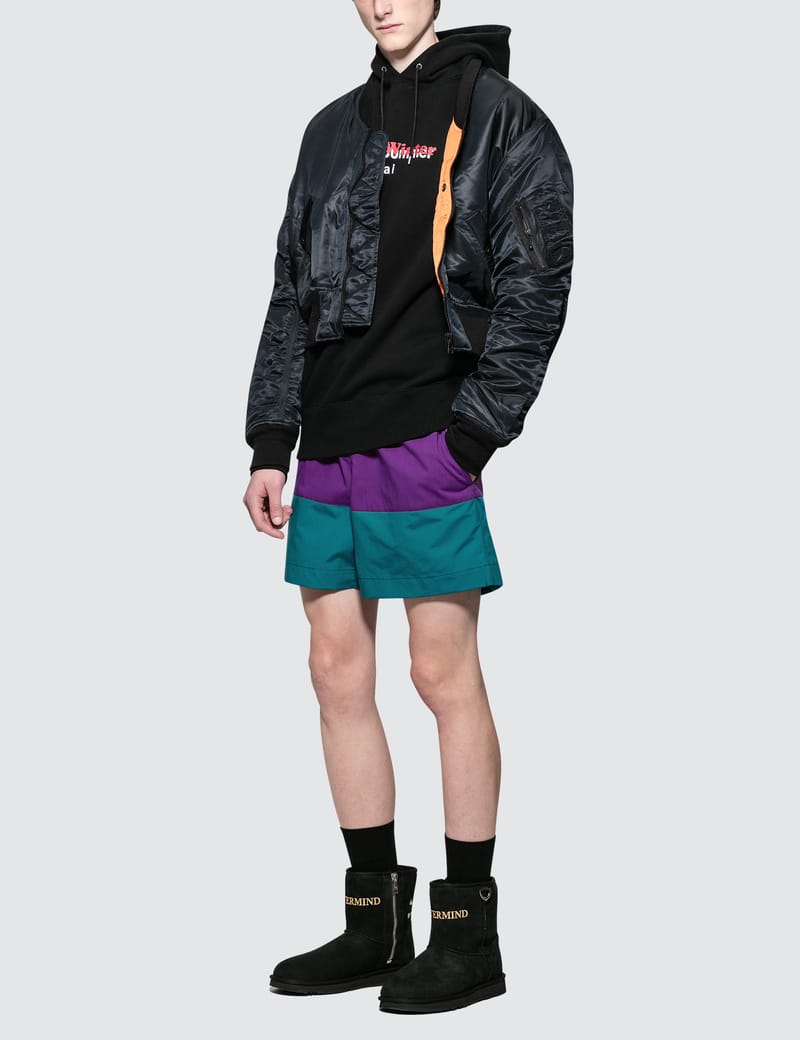 sacai: Black WTAPS Edition Flock Print Hoodie | SSENSE