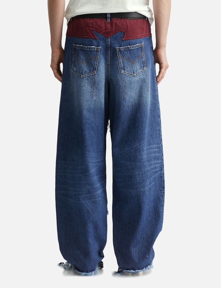 VAIN Heart Cut Out Jeans - Wide-leg denim featuring red heart cutouts ...