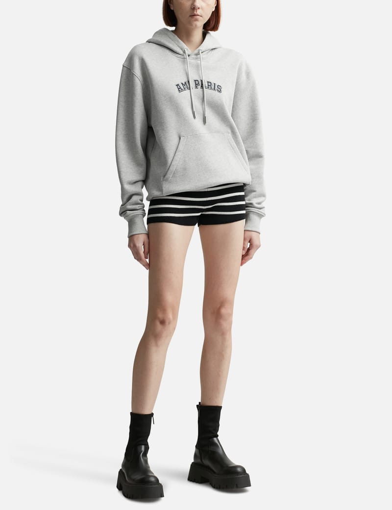 送料・関税込★アミ★AMI★France Hood Sweatshirt Heather Grey Heather Ash Grey Red Ami De Coeur Hoodie | AMI PARIS