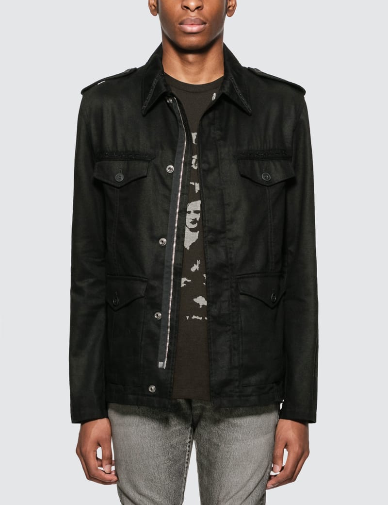 ジャケット・アウター Saint Laurent studs military jacket XS Saint Laurent Leather Jacket Paris Studded Black Biker Hedi