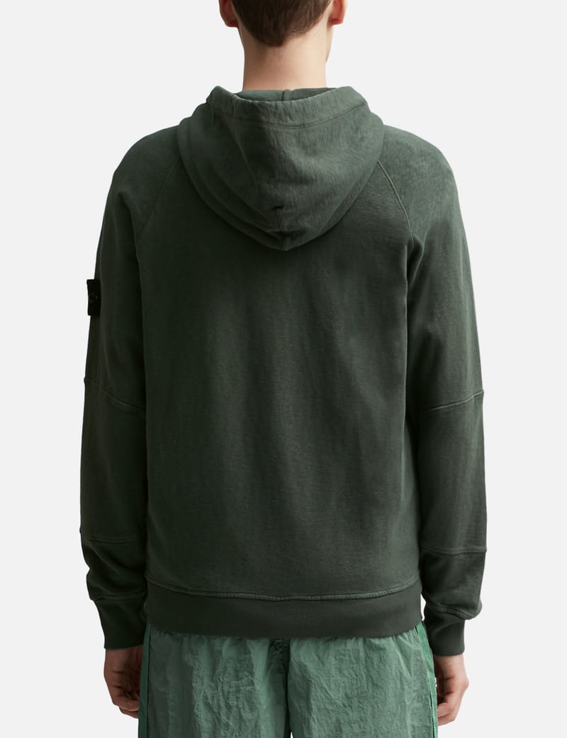STONE ｜SWEATSHIRTS (63455 OLD Treatment Cotton Cr Stone Island - 'Old' Treatment Hooded Full Zipper Sweatshirt
