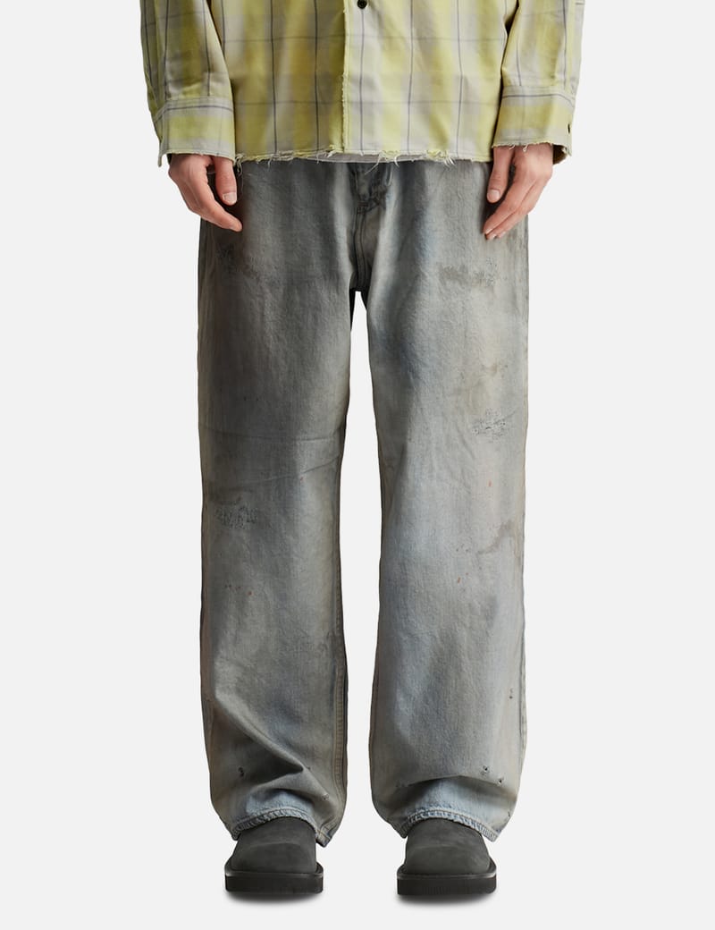 ANCELLM #03 AGING01 Straight Deinm - Hand-distressed indigo