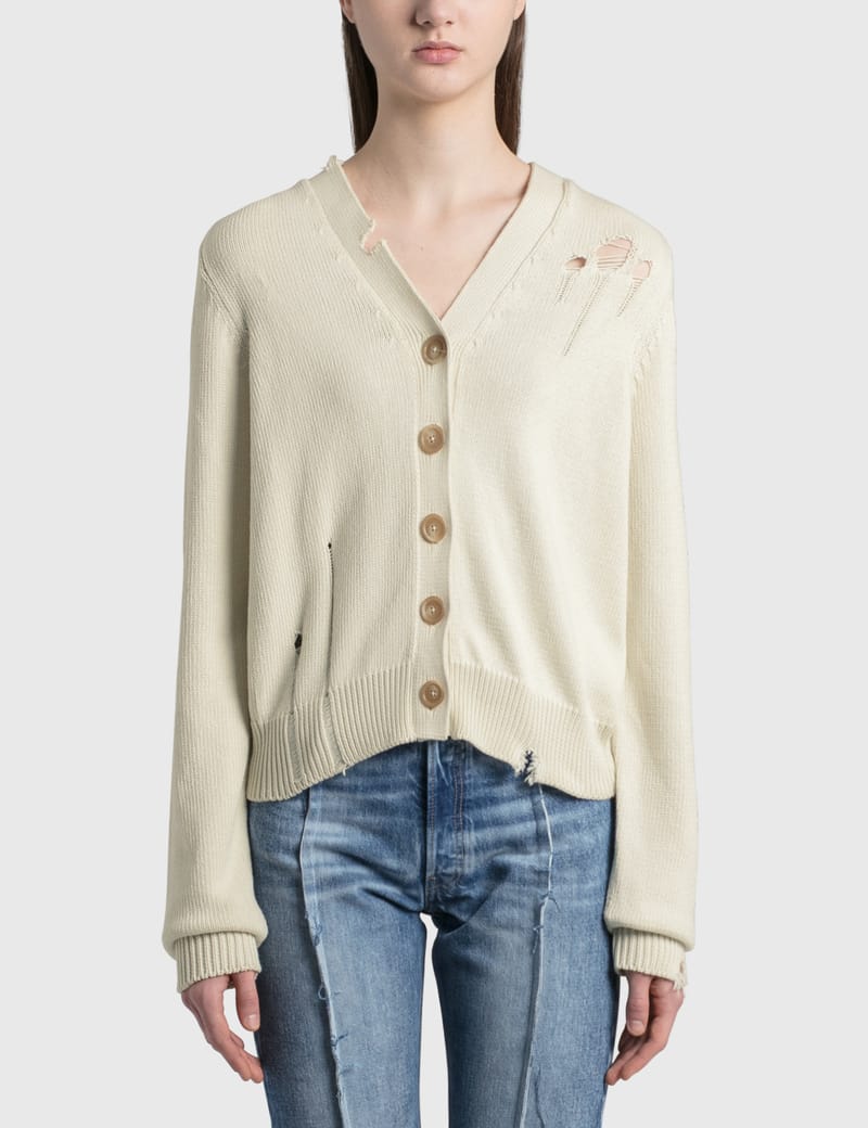 Maison Margiela - Wool Distressed Cardigan | HBX