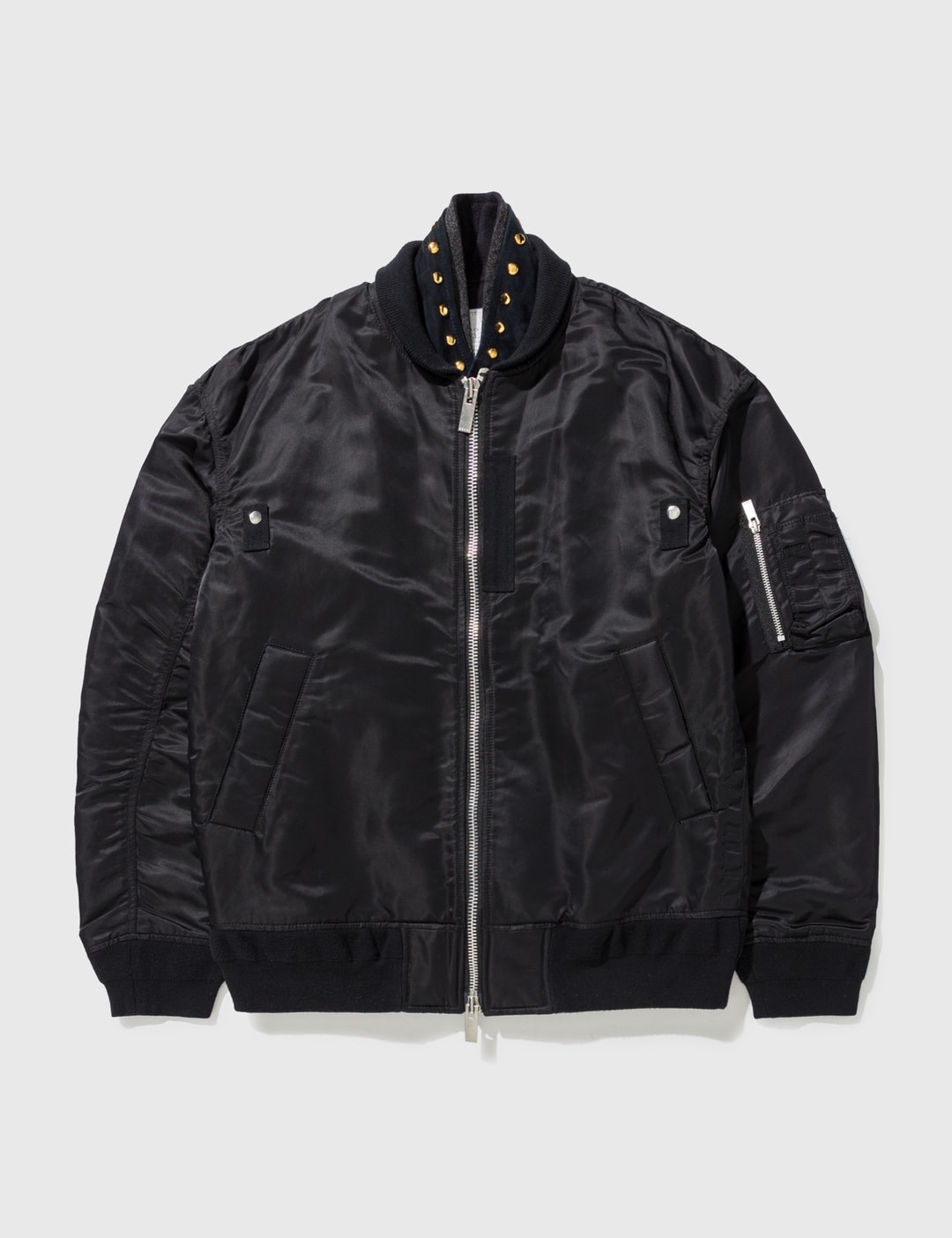 Sacai - SACAI WOOL BLAZER INTERIOR MA1 BOMBER JACKET | HBX - Globally Curated Fashion and