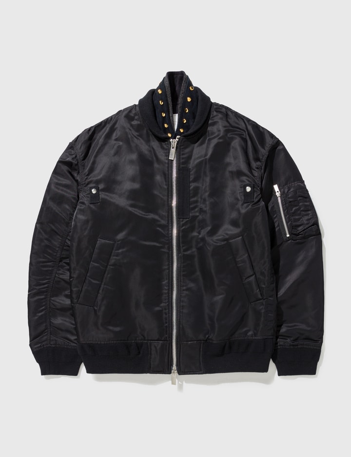 Sacai - SACAI WOOL BLAZER INTERIOR MA1 BOMBER JACKET | HBX - Globally Curated Fashion and