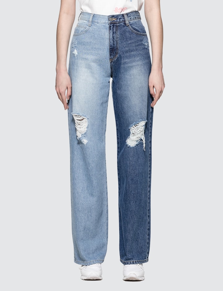 SJYP - Side Two Tone Jeans | HBX - Globally Curated Fashion and ...