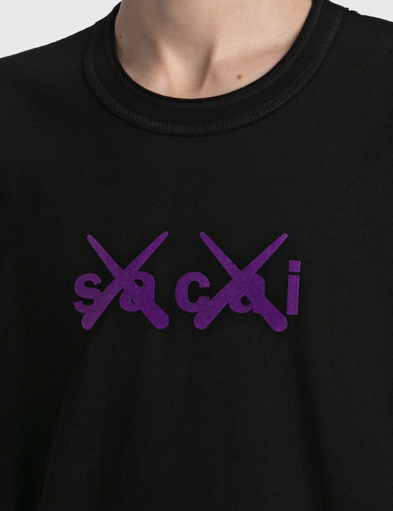 Sacai - KAWS Flock Print T-shirt | HBX - Globally Curated