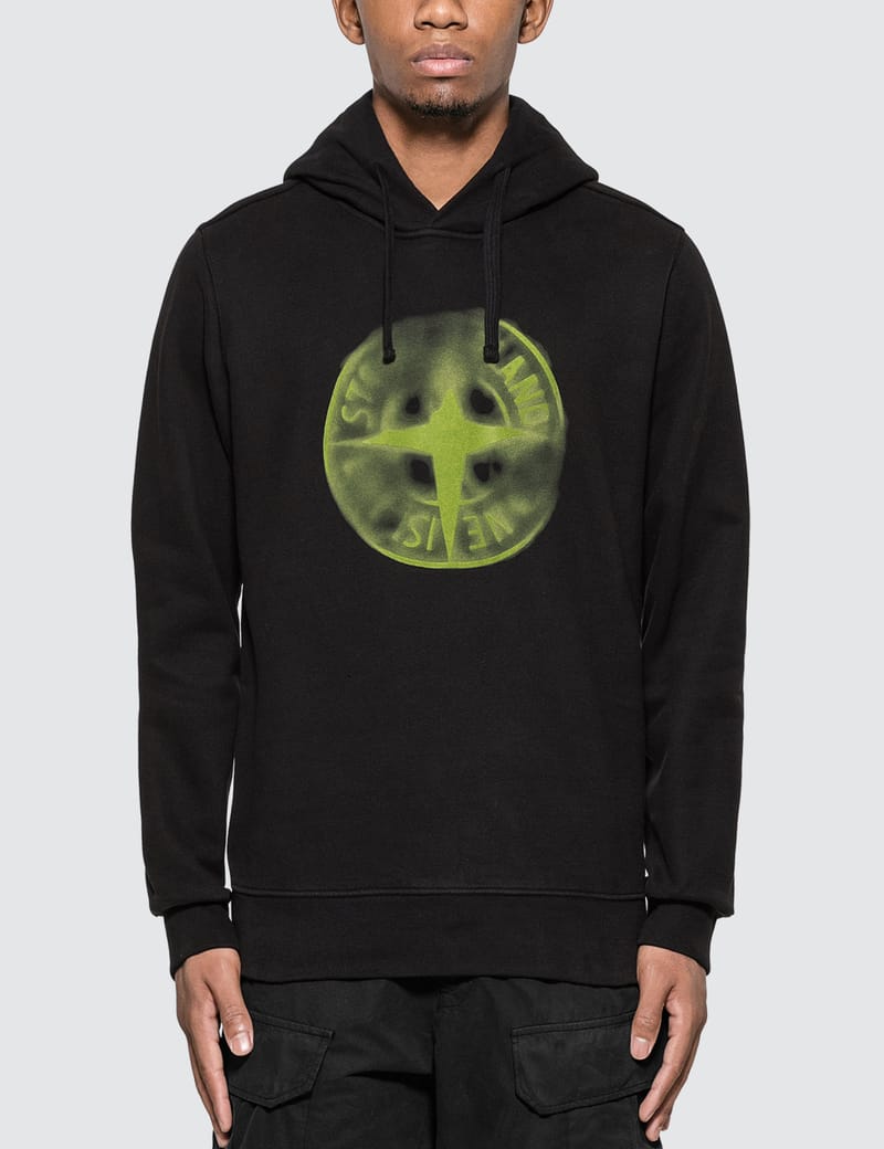 Stone Island Airbrushed Compass Logo Hoodie HBX Globally