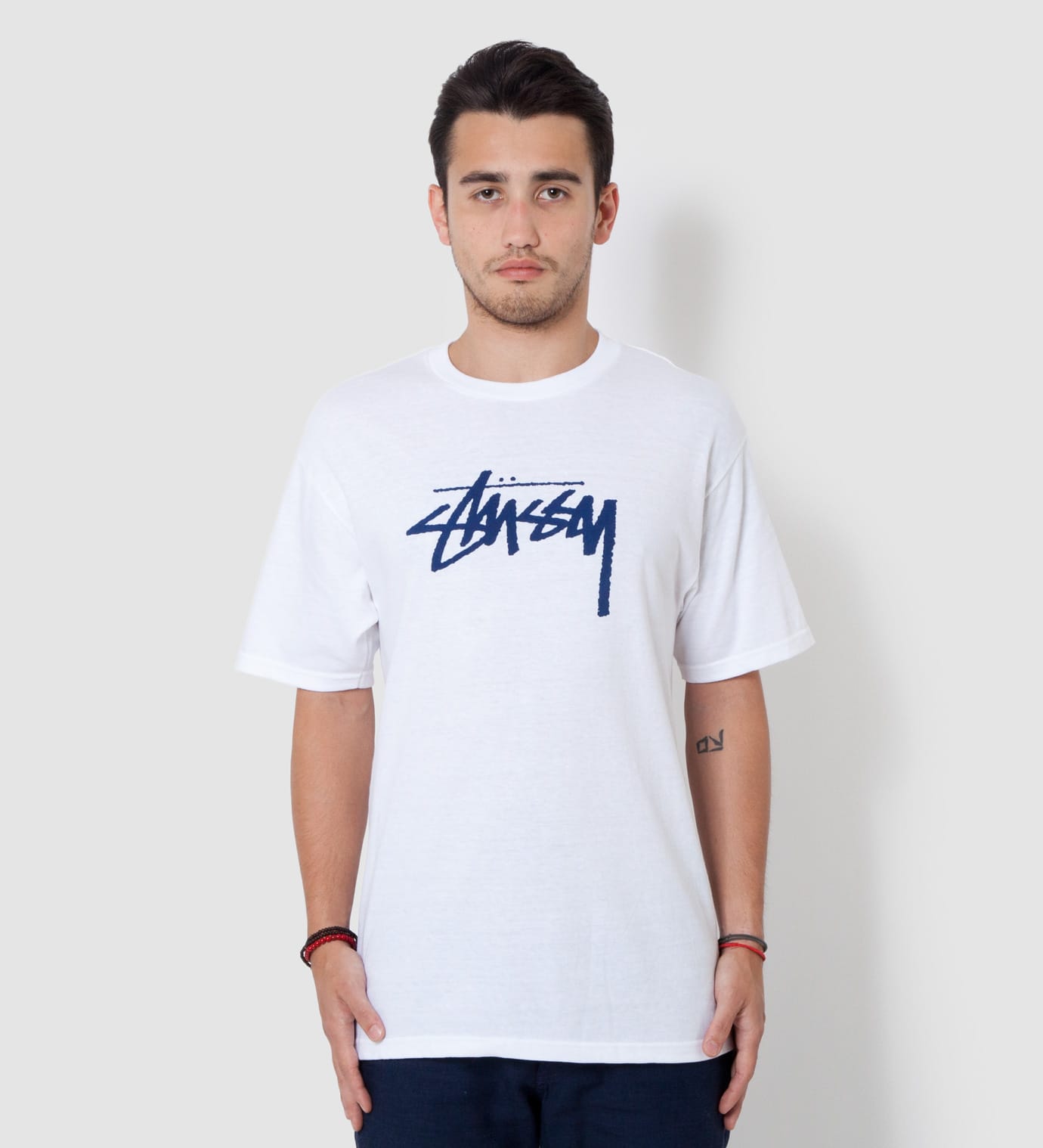 Stüssy - White & Blue Stussy Logo T-Shirt | HBX - ハイプビースト