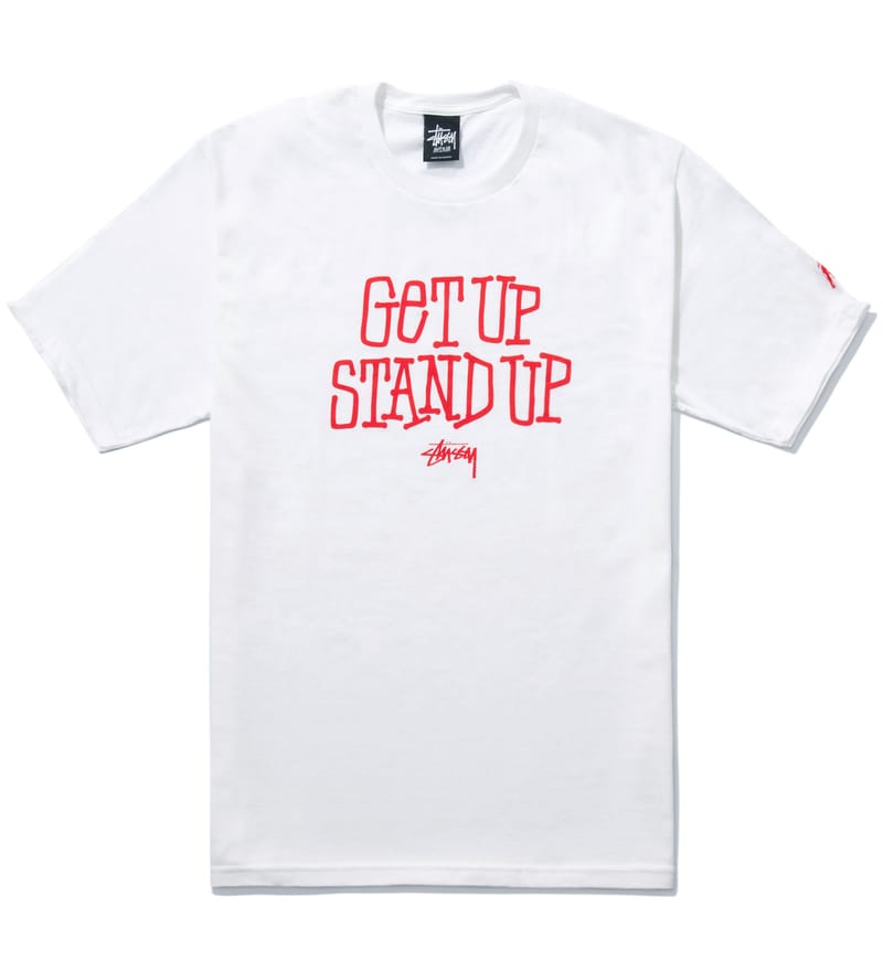Stüssy - White Get Up Stand Up T-Shirt | HBX