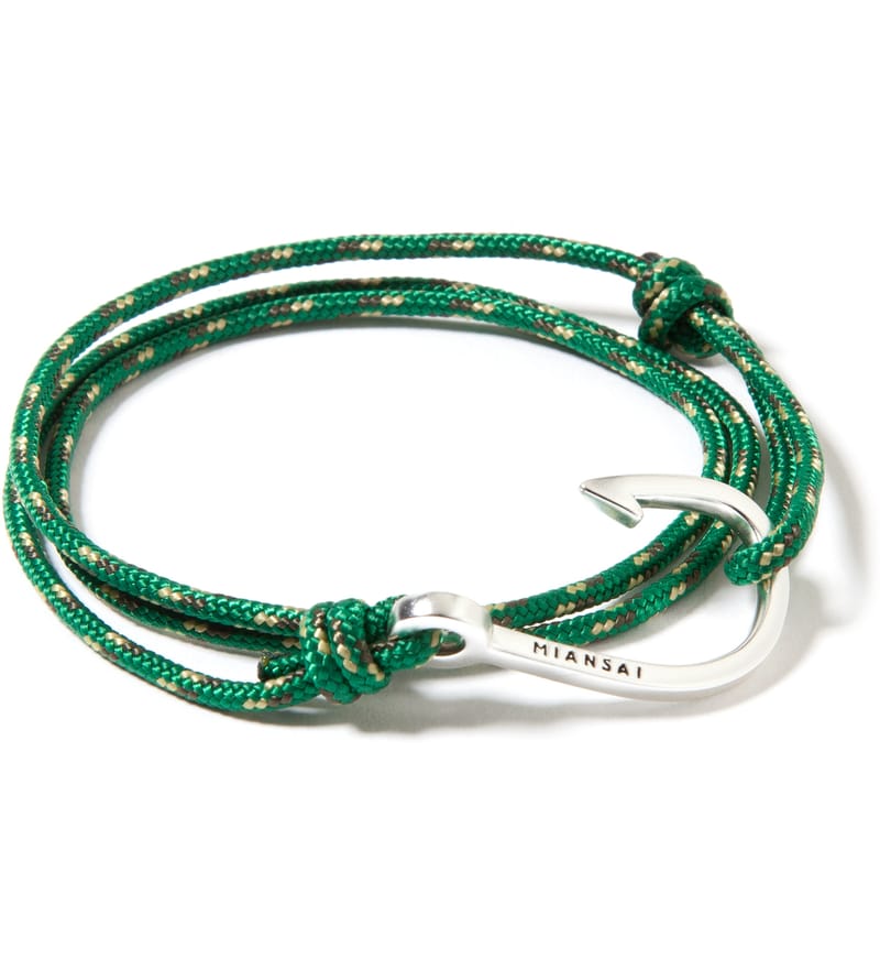 Miansai - Silver Hook On Green Rope Bracelet | HBX