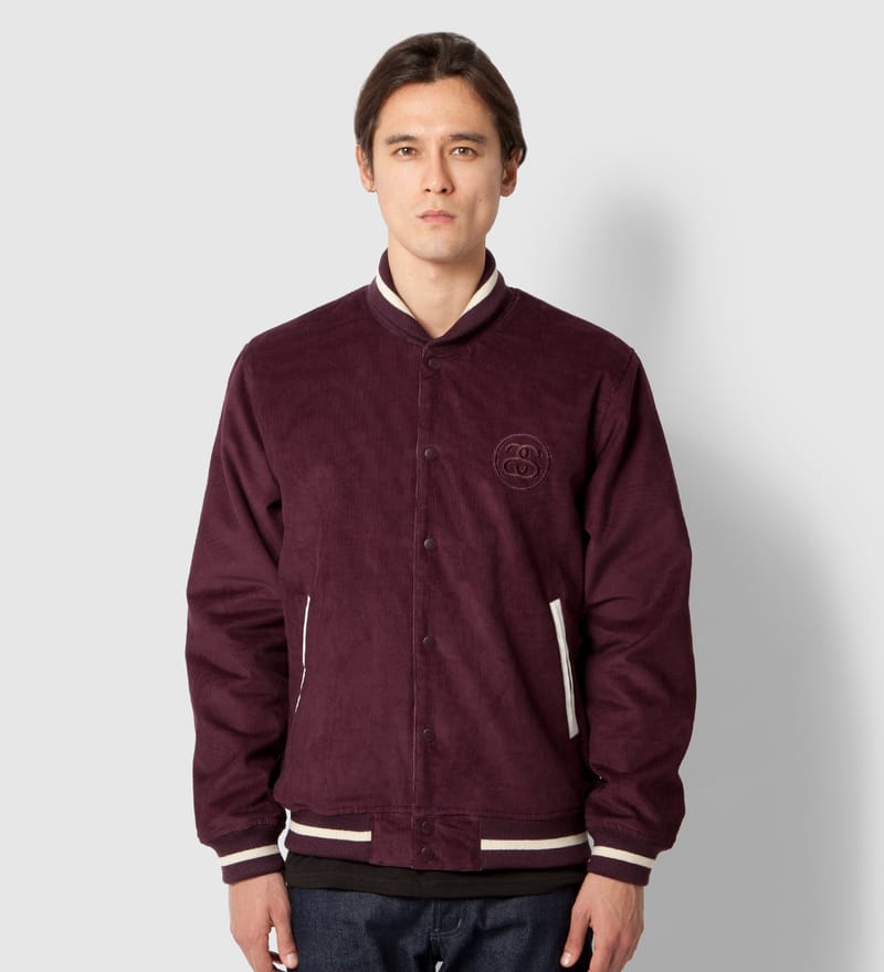 Stüssy - Burgundy Cord Varsity Jacket | HBX - Globally Curated