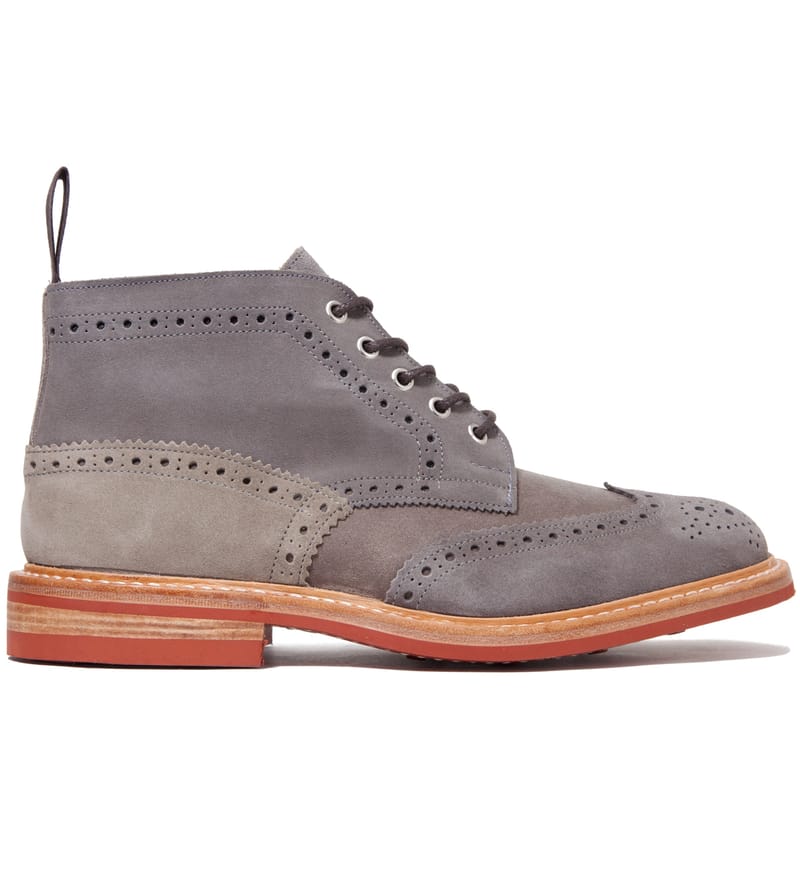 CASH CA - Cash Ca x Tricker's Grey Full Brogue Derby Boots CASH CA - Cash Ca x Tricker's Grey Full Brogue Derby Boots