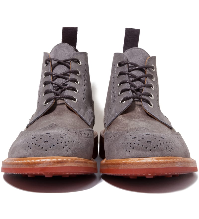 CASH CA - Cash Ca x Tricker's Grey Full Brogue Derby Boots CASH CA - Cash Ca x Tricker's Grey Full Brogue Derby Boots