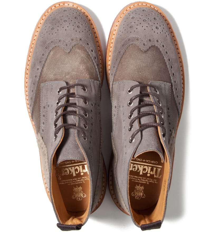 CASH CA - Cash Ca x Tricker's Grey Full Brogue Derby Boots CASH CA - Cash Ca x Tricker's Grey Full Brogue Derby Boots