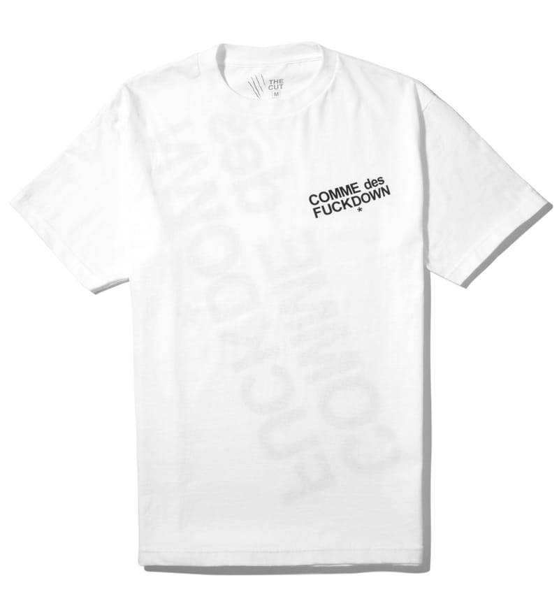 SSUR - White Comme des Fuckdown T-Shirt | HBX - ハイプビースト ...