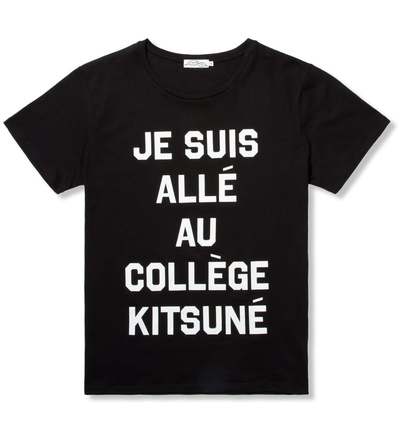 Kitsuné Tee - Black Je Suis Alle Au College Kitsune T-Shirt