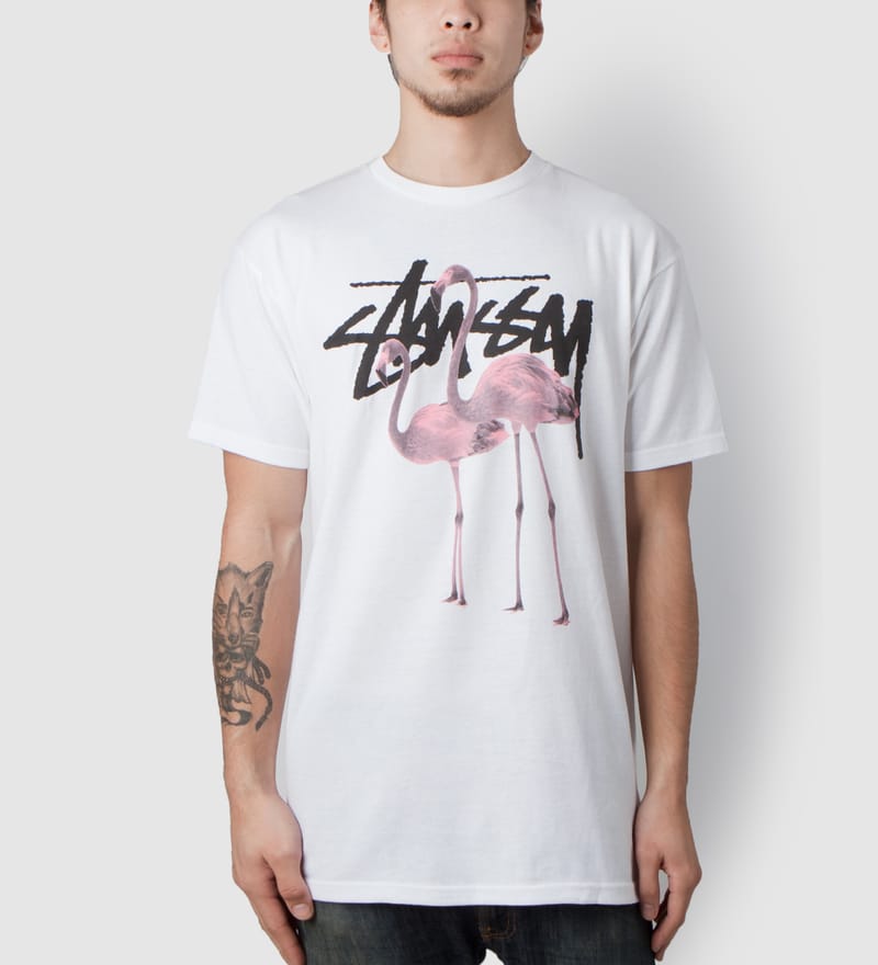 Stüssy - White Flamingos T-Shirt | HBX - HYPEBEAST 為您搜羅全球