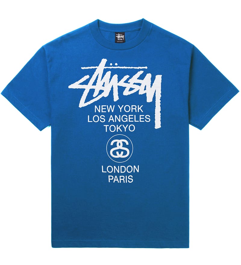 Stussy blue t shirt hot sale