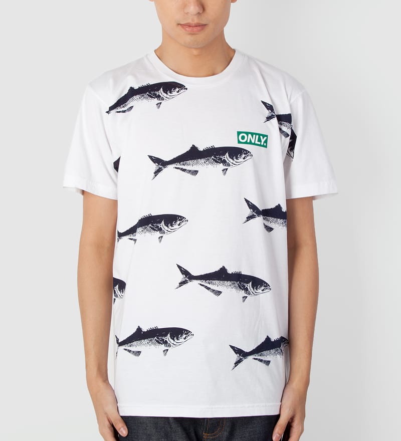 【ONLY NY】ONLY NY Bluefish Crew Only NY Shirt Mens Small Tan Crew Neck Short Sleeve Graphic