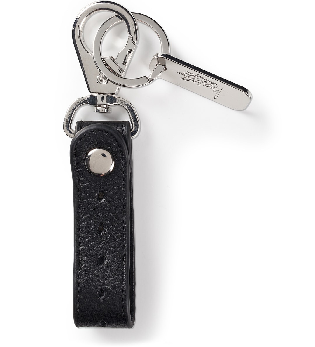 Stüssy - Black Hold Punched Leather Key Ring | HBX - Globally Curated ...