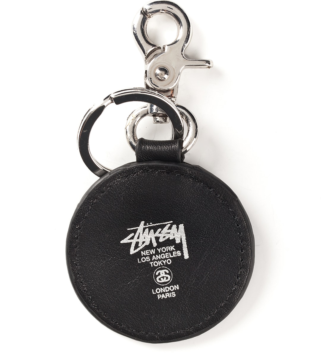 Stüssy Black SS Link Leather Keychain HBX Globally Curated