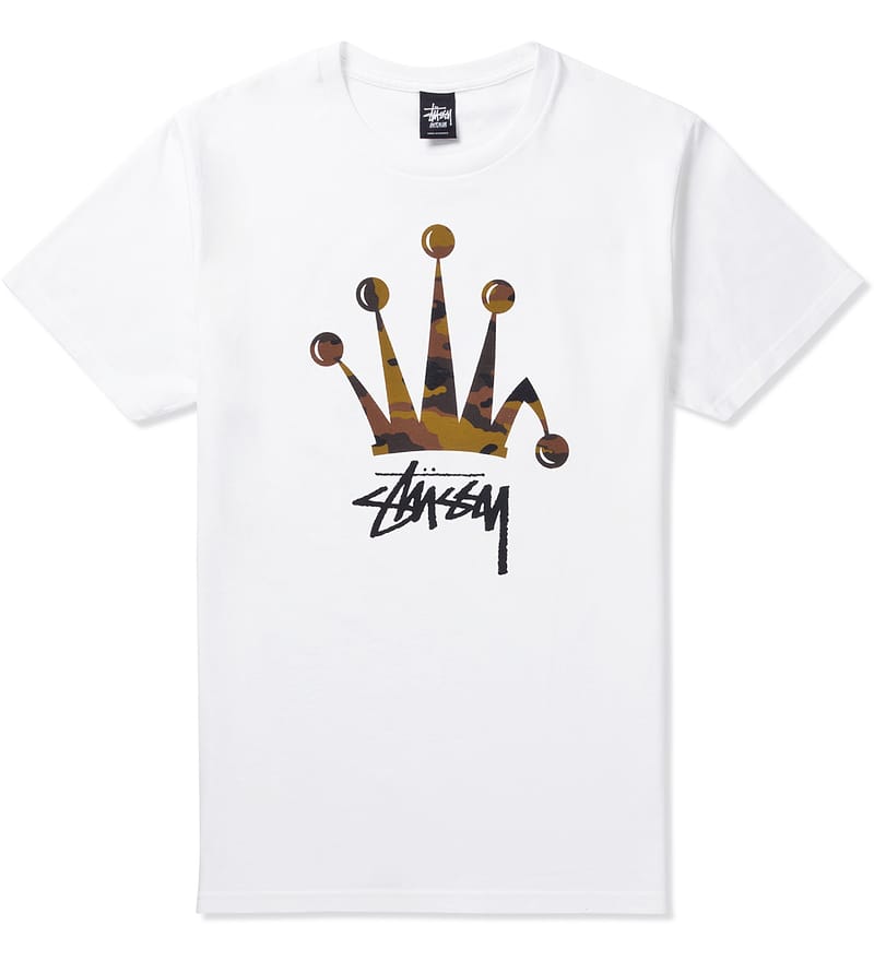 Stüssy - White Camo Crown T-Shirt | HBX - Globally Curated