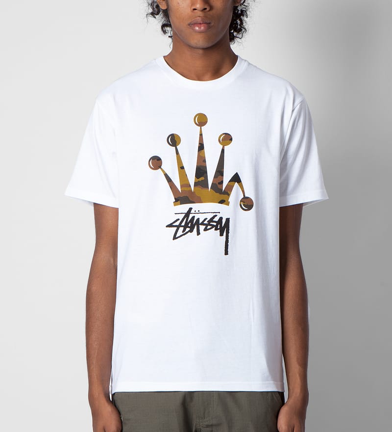 Stüssy - White Camo Crown T-Shirt | HBX - Globally Curated