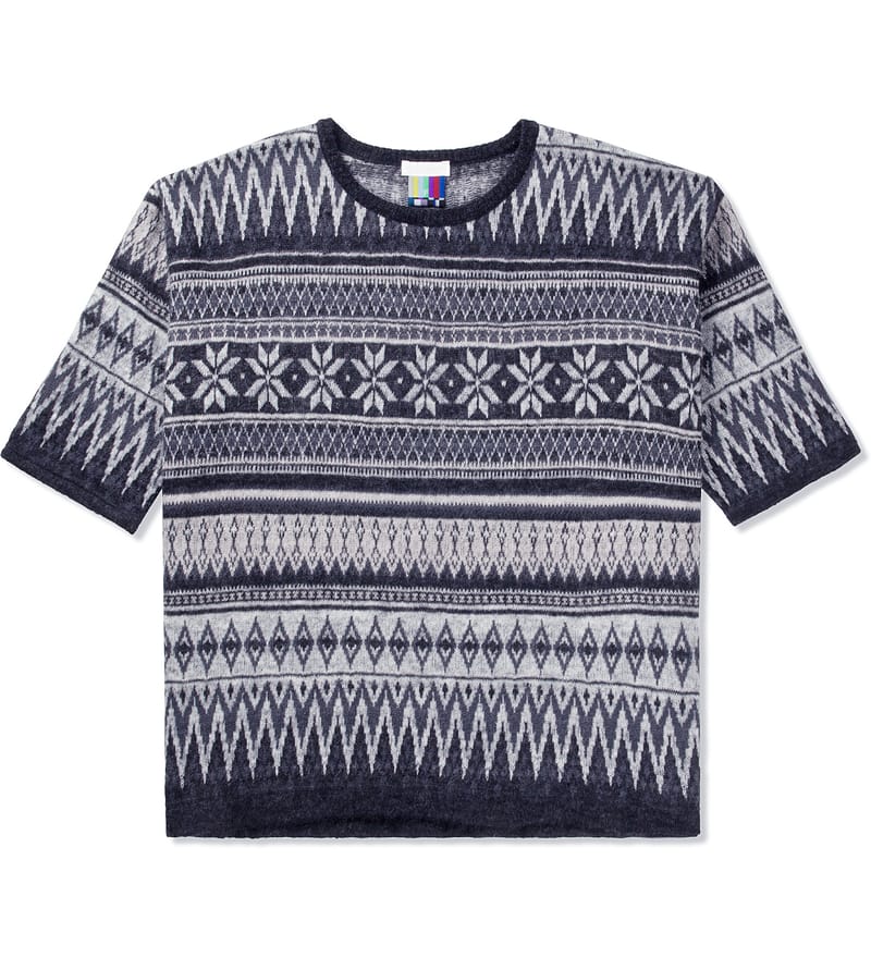 Facetasm - Charcoal Oversize Grey Nordic Knit Sweater | HBX