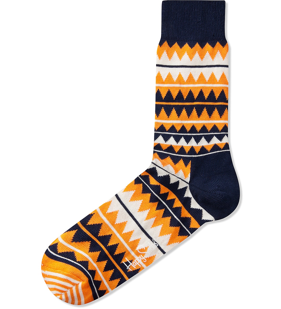 Happy Socks - Navy/Orange/White Zig Zag Sock | HBX - Globally Curated ...