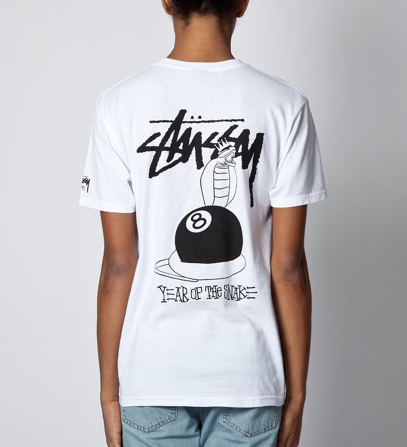 Stüssy - White 8 Ball Snake T-Shirt | HBX - Globally Curated