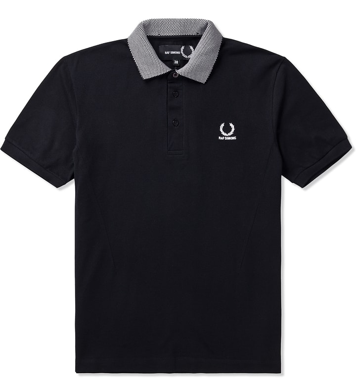 Raf Simons x Fred Perry - Black Shirt With Checkerboard Collar Polo ...