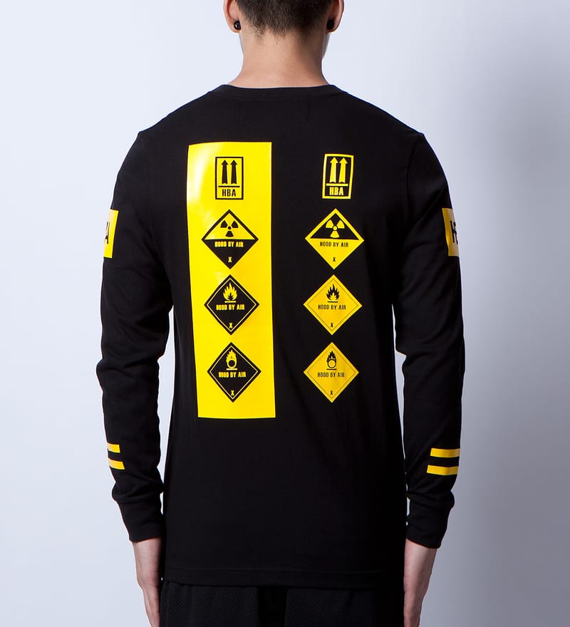 Hood By Air. - Black Logo With Varsity Arm in Yellow L/S T-Shirt