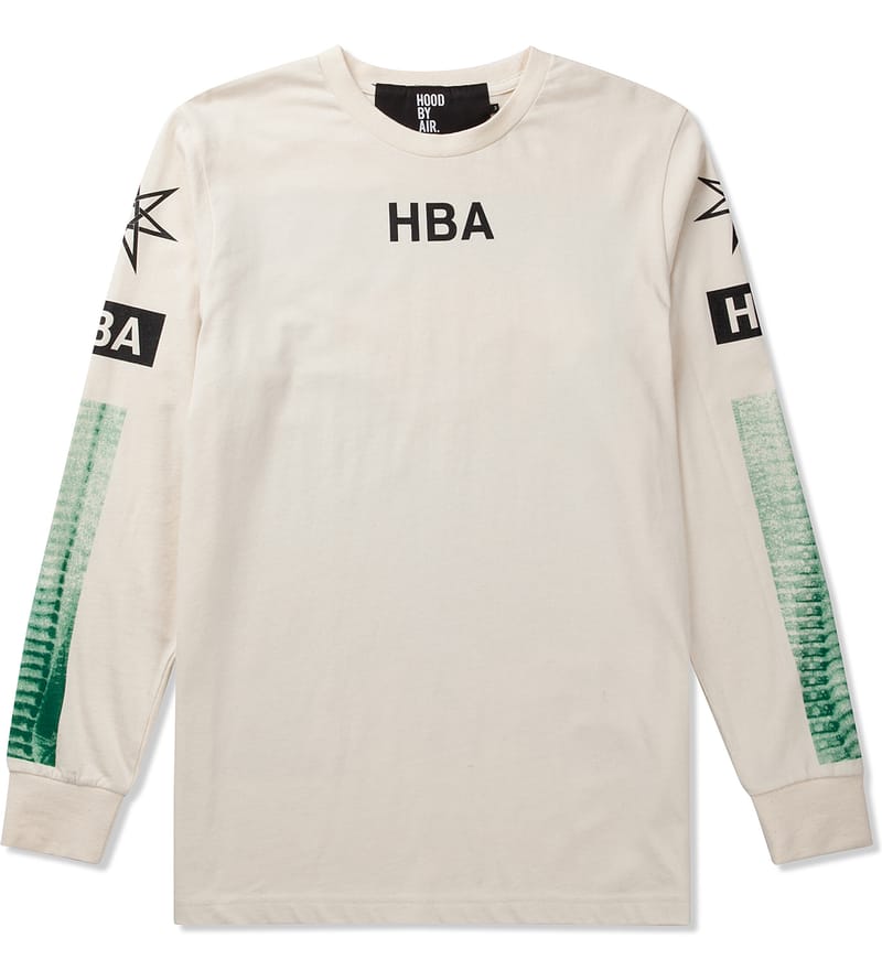 HBA Hood By Air Long T-shirt Pleather Shoulders Side Zip online White Stars Gray Med