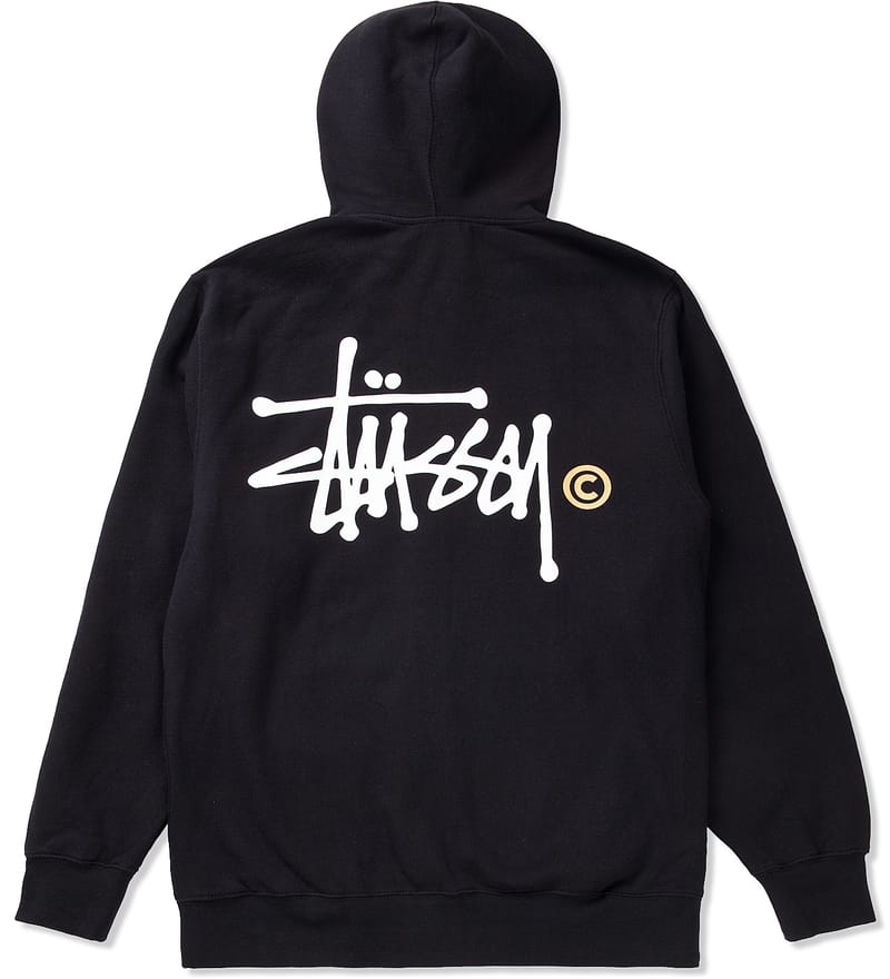 Stüssy - Black Basic Logo Zip Hoodie | HBX - Globally Curated