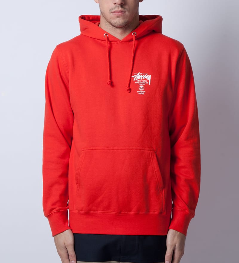 Stüssy - Brick Red World Tour Hoodie | HBX - Globally Curated