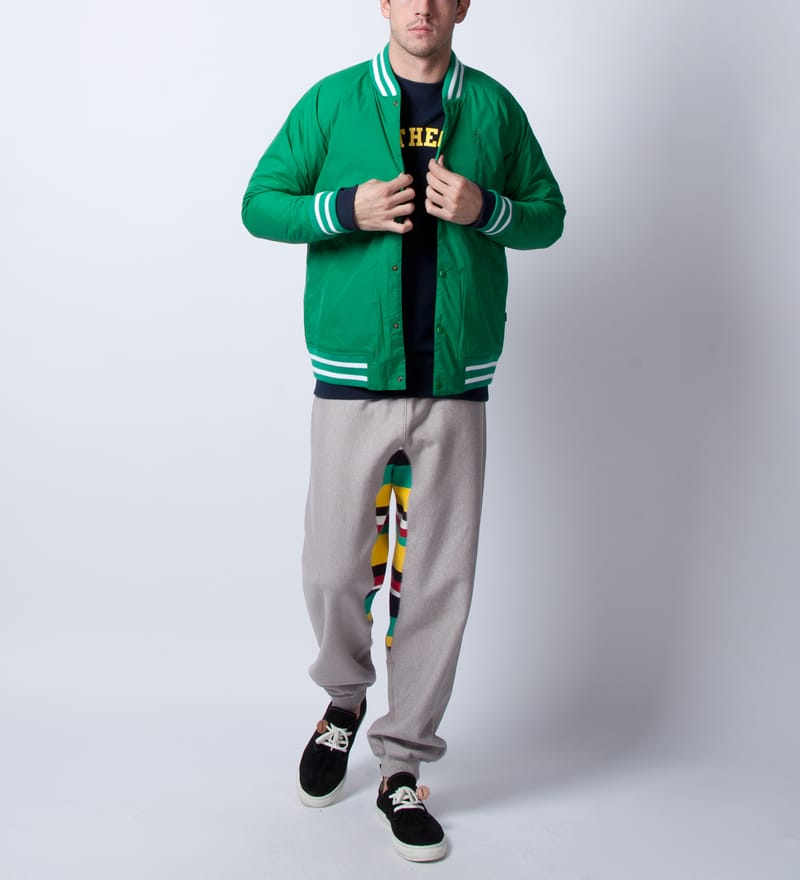 FTC - Green Nylon Varsity Jacket | HBX - Globally Curated Fashion