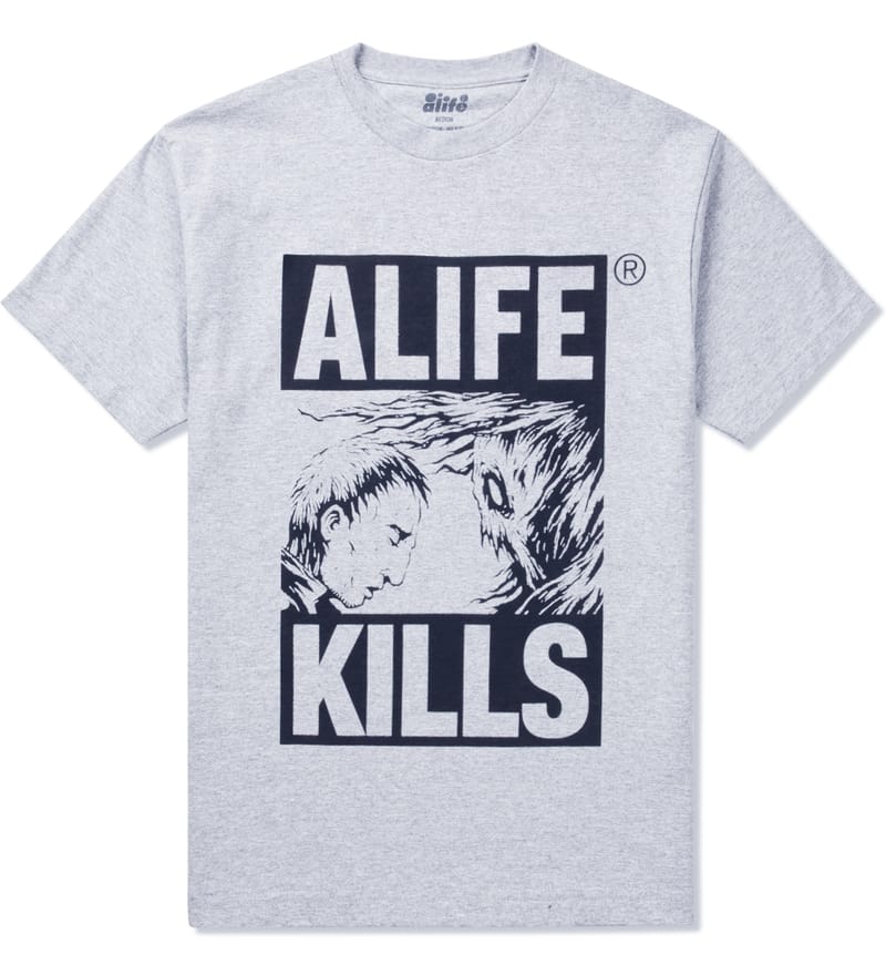 ALIFE - Heather Grey Kills T-Shirt | HBX - Globally Curated