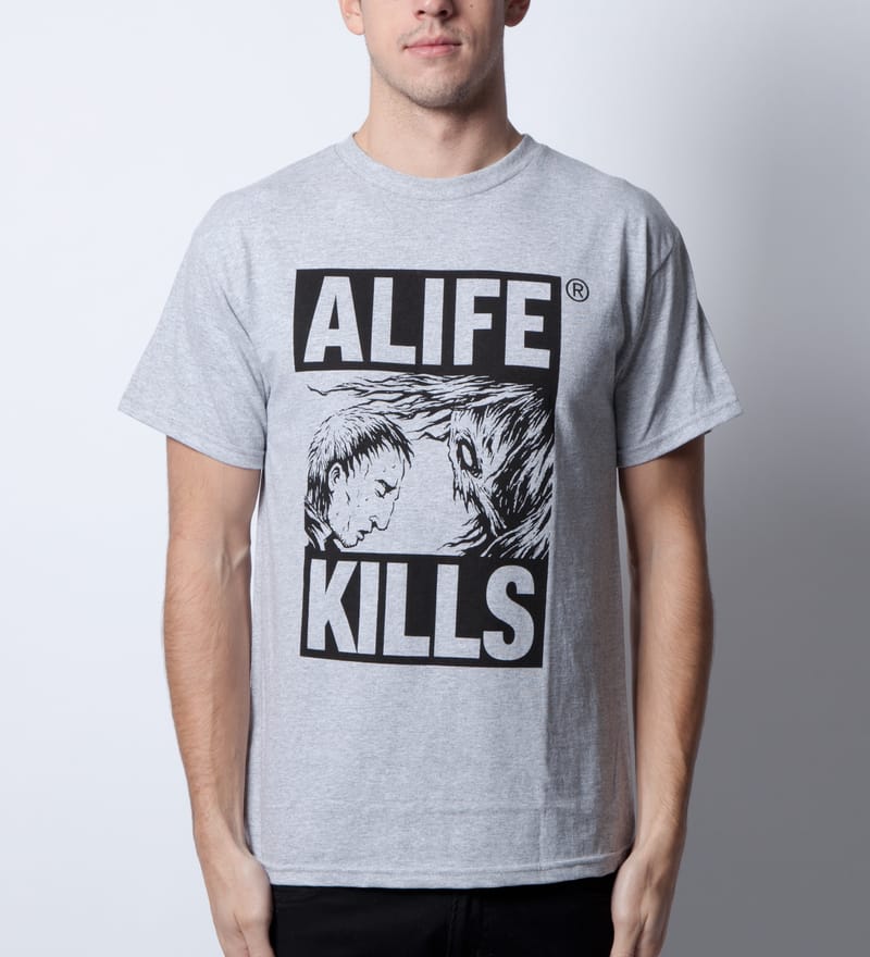 ALIFE - Heather Grey Kills T-Shirt | HBX - Globally Curated