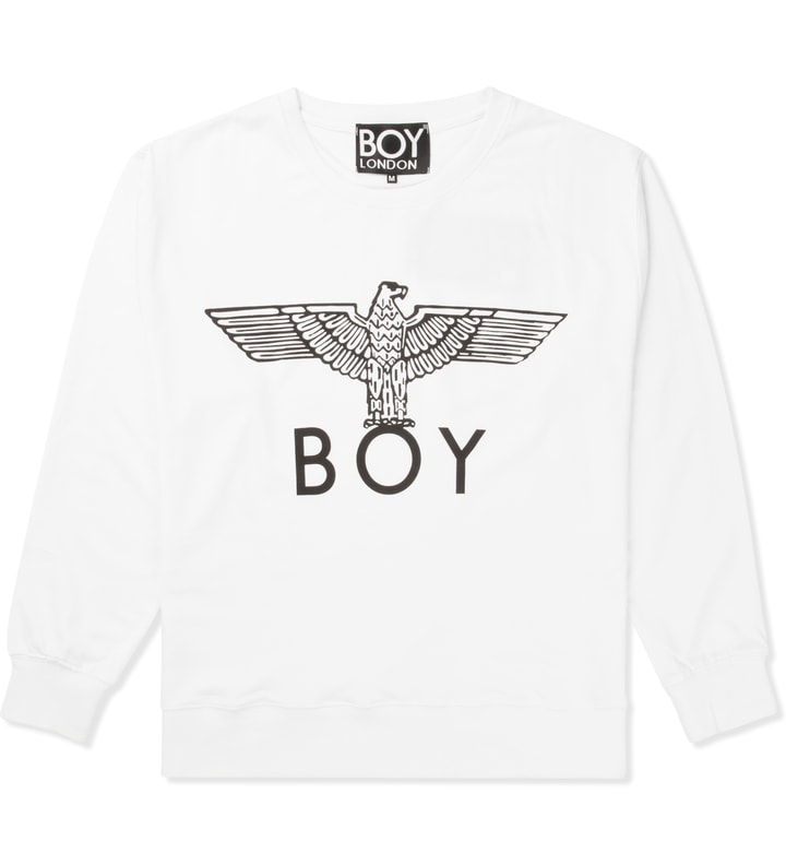 BOY London White/Black Boy Eagle Sweater HBX Globally Curated