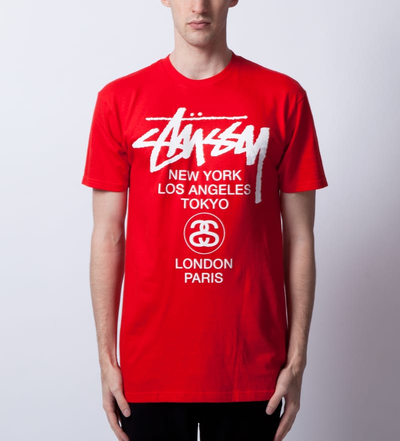 Stüssy - Bike Red World Tour T-Shirt | HBX
