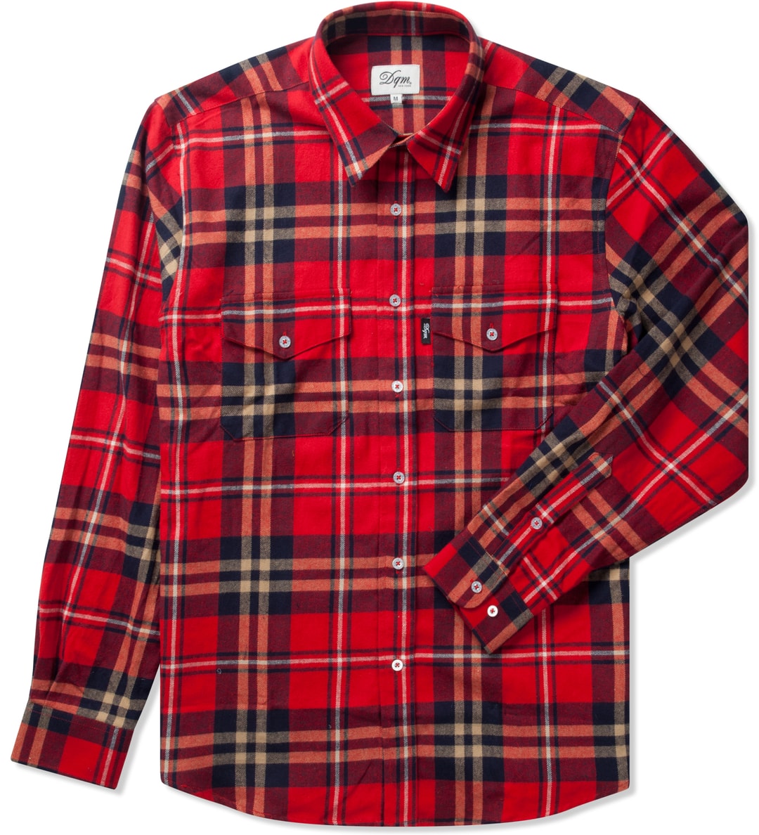 DQM Red Steamer Plaid Cotton Flannel Shirt HBX Globally Curated