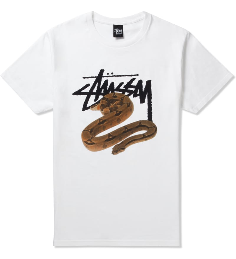 Stüssy - White Stock Snake T-Shirt | HBX - Globally Curated