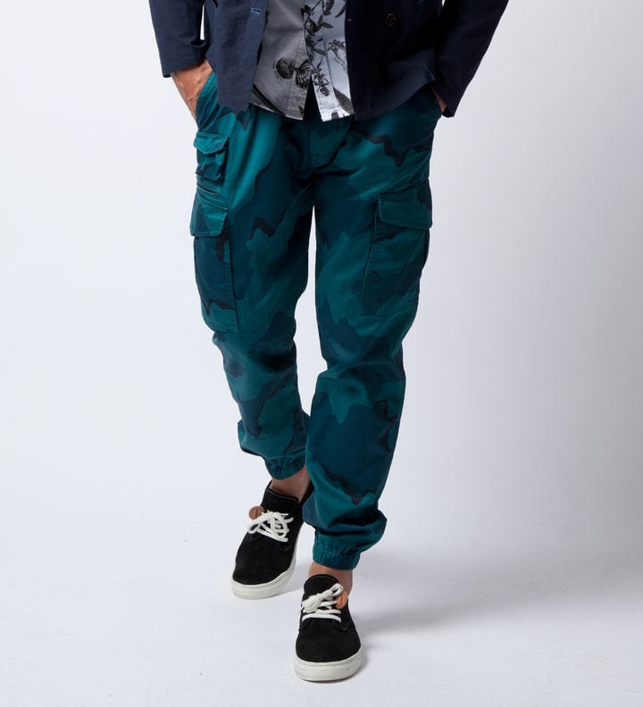 10.Deep Teal Chipless Silver Cargo Pants HBX Globally Curated