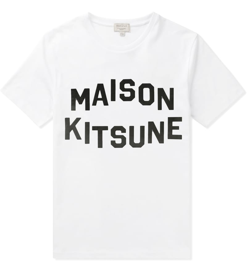 Maison Kitsuné - White W/Print R-Neck T-Shirt | HBX
