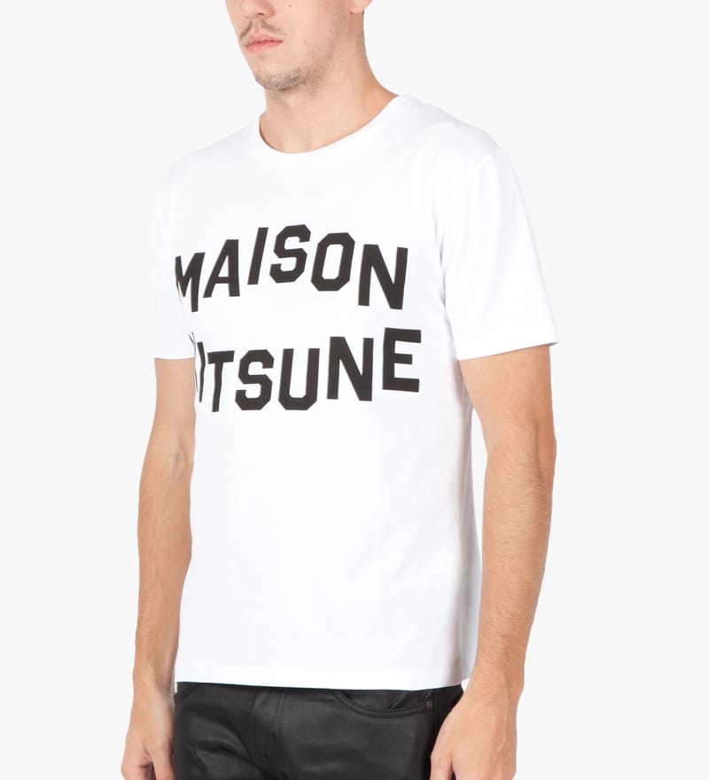 Maison Kitsuné - White W/Print R-Neck T-Shirt | HBX